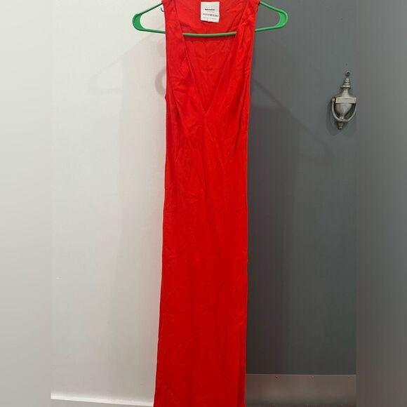 NEW Reformation Maxi Dress Orange Siana Slip V-neck Sleeveless size 4 - Picture 3 of 9